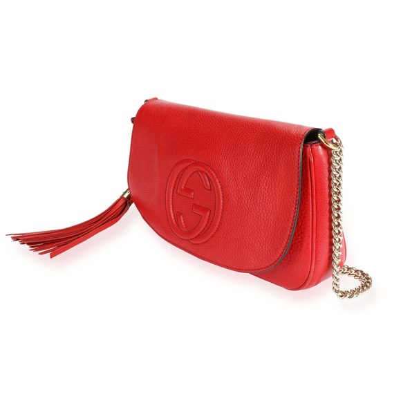 Gucci Red Pebbled Leather Medium Soho Chain Bag - Picture 2 of 9
